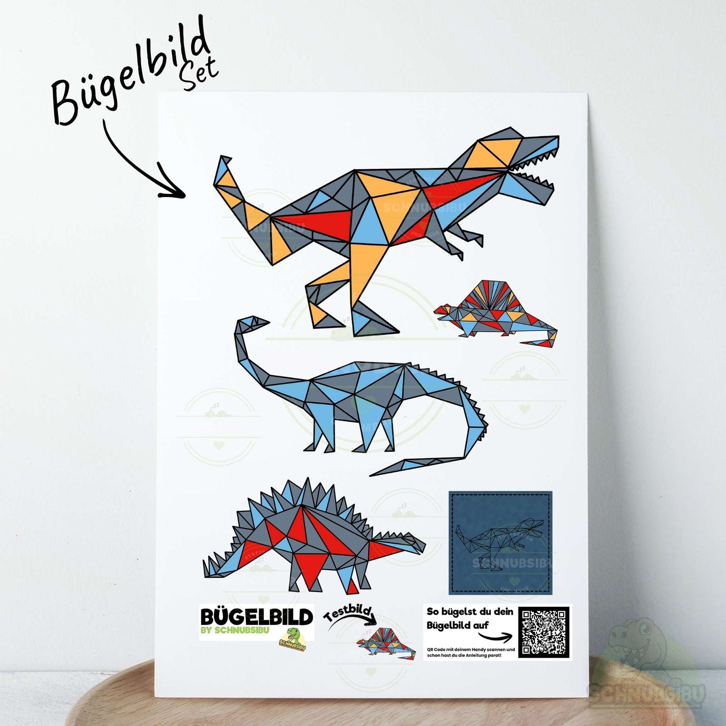 Bügelbild Set „Dinolines (A5 Bogen)" – cooles Motiv für dein DIY-Projekt | Schnubsibu