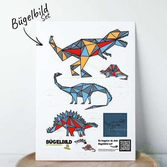 Bügelbild Set „Dinolines (A5 Bogen)" – cooles Motiv für dein DIY-Projekt | Schnubsibu