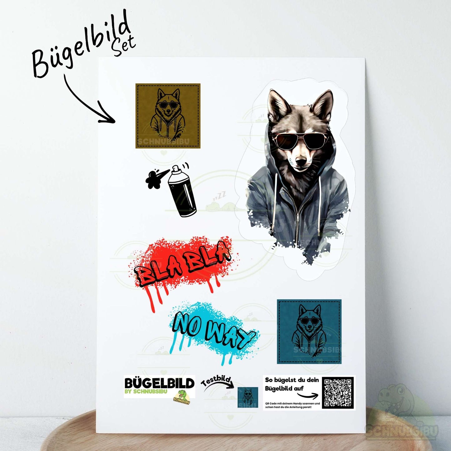 Bügelbild Set „Graffiti Fuchs (A5 Bogen)" – cooles Motiv für dein DIY-Projekt | Schnubsibu