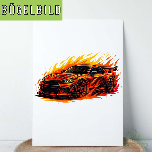 Bügelbild „Racing Car Orange-rot" – dynamisches Fahrzeugmotiv mit Power & Style | Schnubsibu