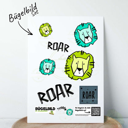 Bügelbild Set „ROAR Lion (A5 Bogen)" – cooles Motiv für dein DIY-Projekt | Schnubsibu