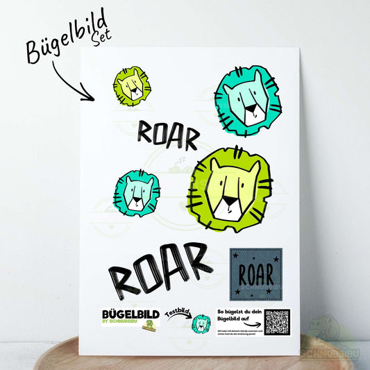 Bügelbild Set „ROAR Lion (A5 Bogen)" – cooles Motiv für dein DIY-Projekt | Schnubsibu