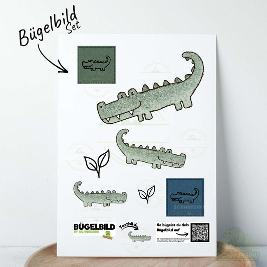 Bügelbild Set „Skandi Kroko (A5 Bogen)" – cooles Motiv für dein DIY-Projekt | Schnubsibu