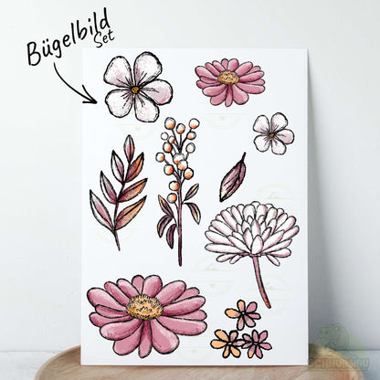 Bügelbild Set Wiesenherbst rosa