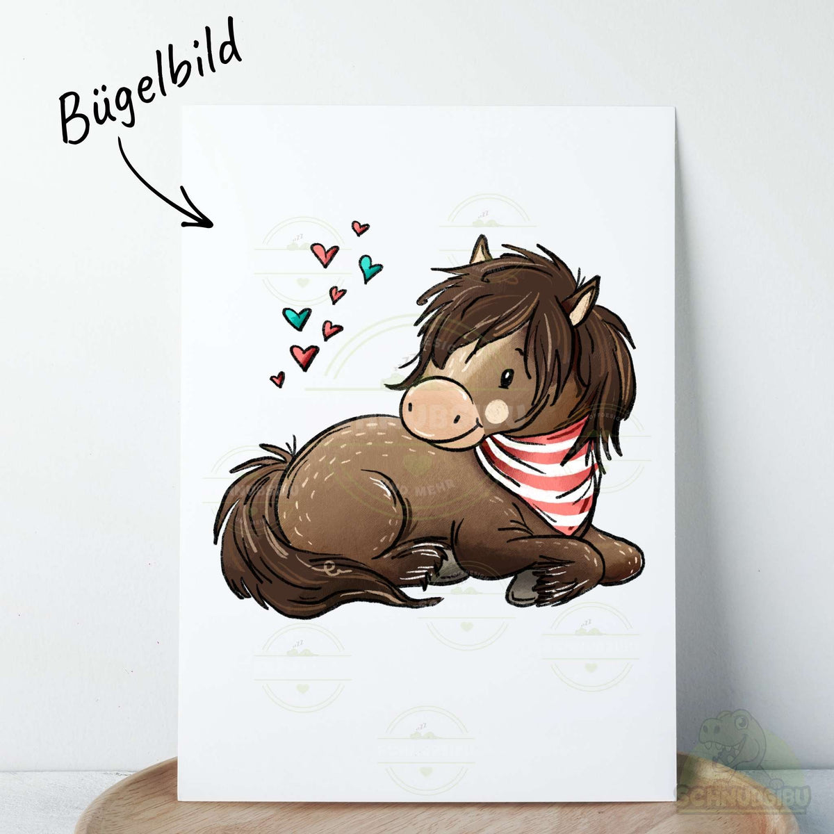 Bügelbild Pferdehorde Pferd liegend braun