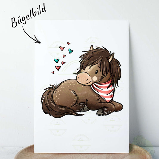 Bügelbild Pferdehorde Pferd liegend braun