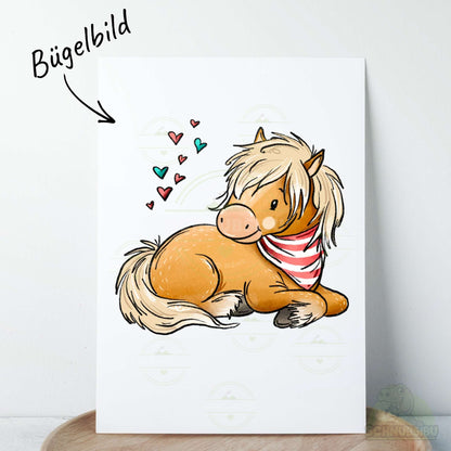 Bügelbild Pferdehorde Pferd liegend karamell