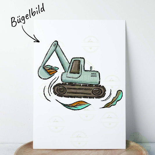 Bügelbild Waldarbeit Bagger