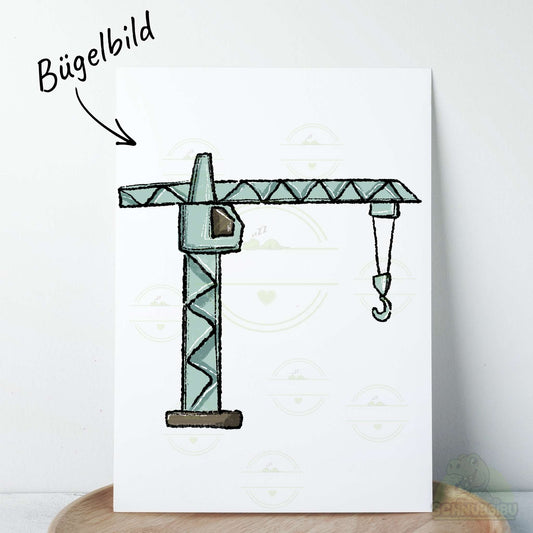 Bügelbild Waldarbeit Kran