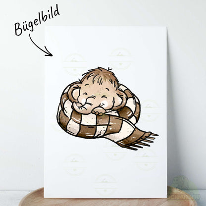 Bügelbild Mammutbande kleines Mammut braun