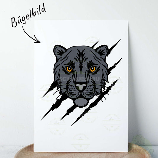 Bügelbild Panther mit Kratzern