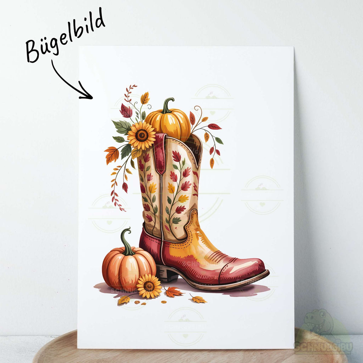 [VB 16.09.] Bügelbild Herbst Cowboystiefel