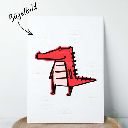 Bügelbild „ROAR Croc rot" – cooles Krokodilmotiv | Schnubsibu