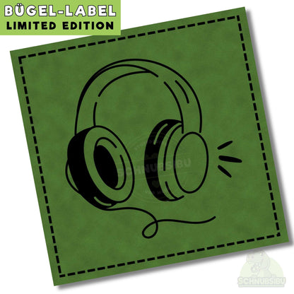 Bügel-Label "Headphones grün" – schnelle Akzente für Kleidung & Accessoires | Schnubsibu