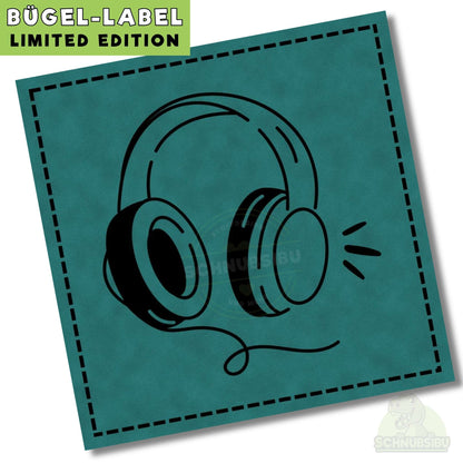 Bügel-Label "Headphones türkis" – schnelle Akzente für Kleidung & Accessoires | Schnubsibu