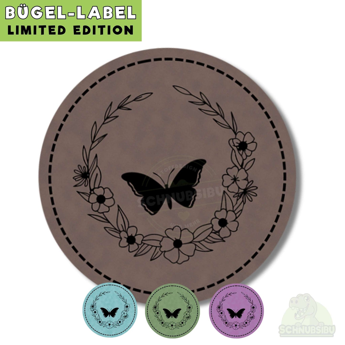 schnubsibu- schnubsibu-titelbild-buegellabel-rund-schmetterlingmitblumenkranz -