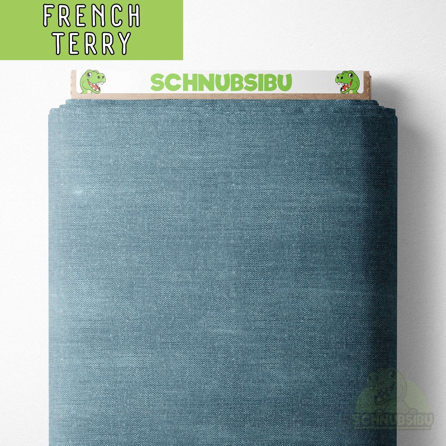 Vorbestellung French Terry Stoff „Leinenoptik 2026 blau“ - zeitloser Unistoff mit Struktur | Schnubsibu OEKO-TEX® Standard 100