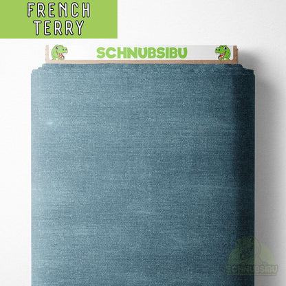 Vorbestellung French Terry Stoff „Leinenoptik 2026 blau“ - zeitloser Unistoff mit Struktur | Schnubsibu OEKO-TEX® Standard 100