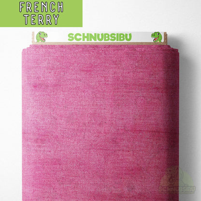 Vorbestellung French Terry Stoff „Leinenoptik 2026 pink“ - stylischer Unistoff mit Struktur | Schnubsibu OEKO-TEX® Standard 100