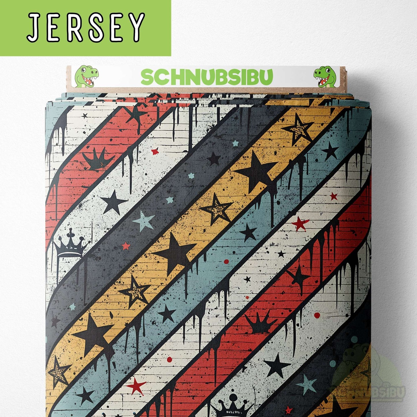 Vorbestellung Jersey Stoff „Graffiti Stripes“ - bringt Streetstyle direkt auf deine Nähmaschine | Schnubsibu OEKO-TEX® Standard 100