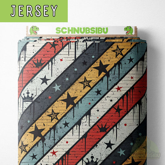 Vorbestellung Jersey Stoff „Graffiti Stripes“ - bringt Streetstyle direkt auf deine Nähmaschine | Schnubsibu OEKO-TEX® Standard 100