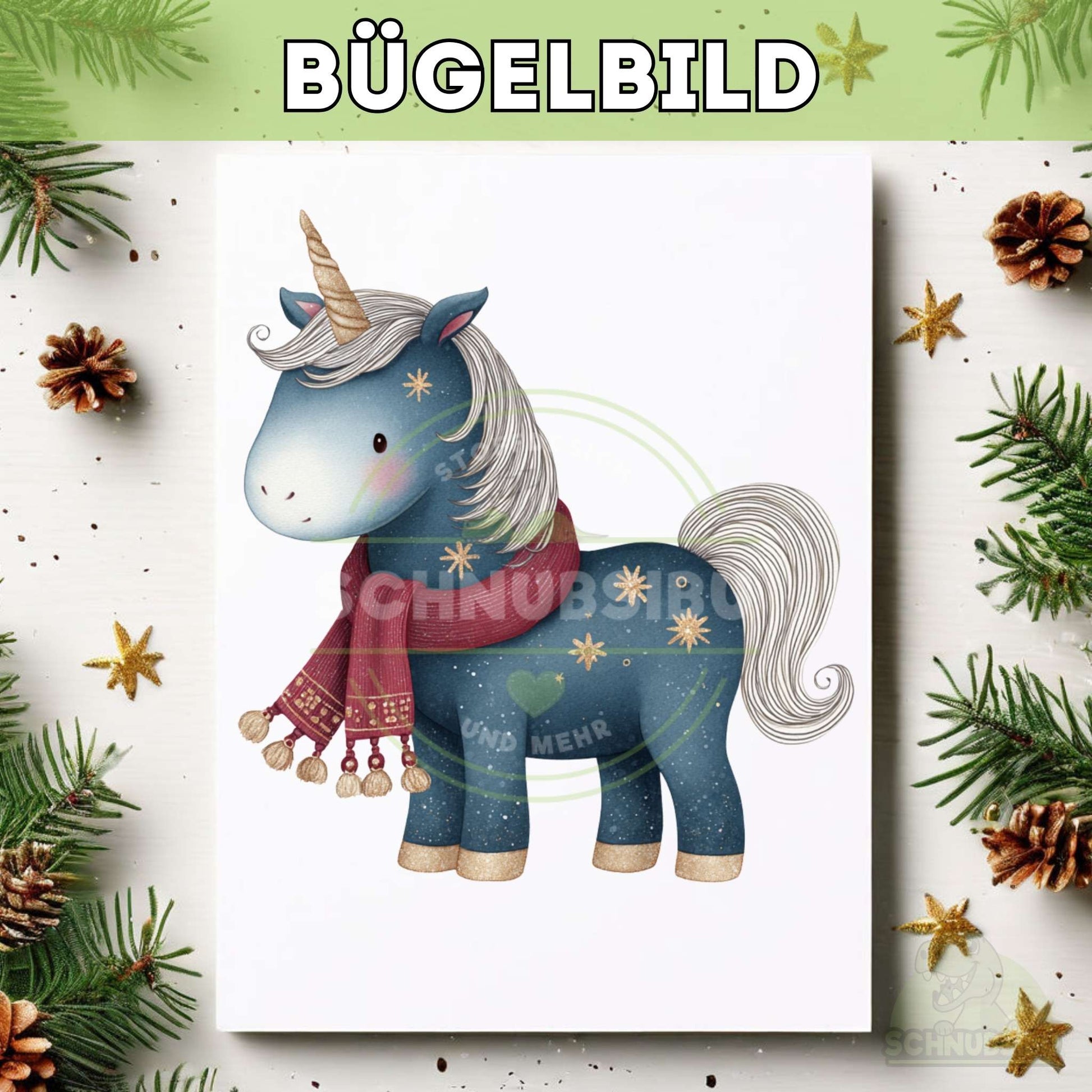 schnubsibu- titelbild-buegelbildw-weihnachtstiere-einhorn -
