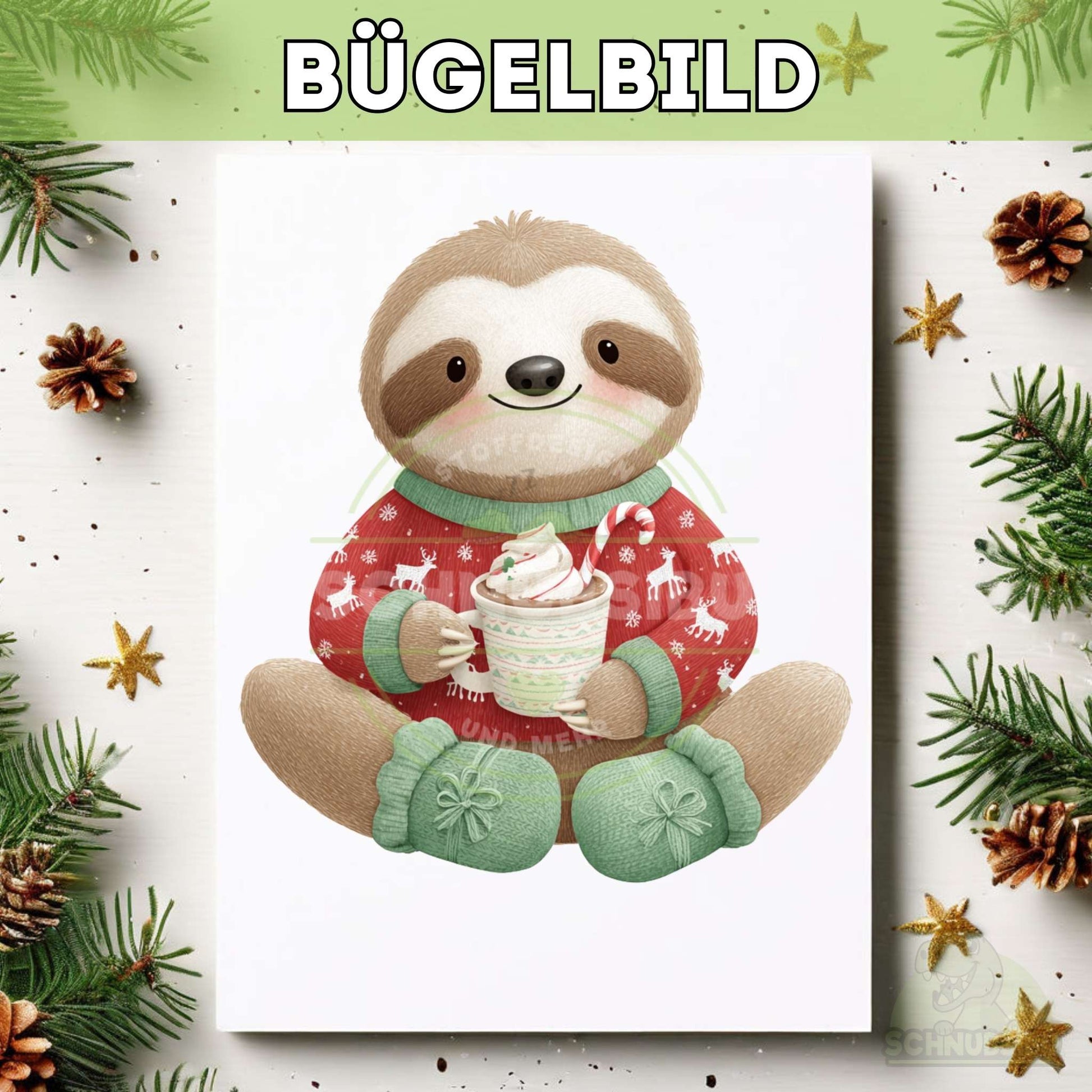 schnubsibu- titelbild-buegelbildw-weihnachtstiere-faultier -