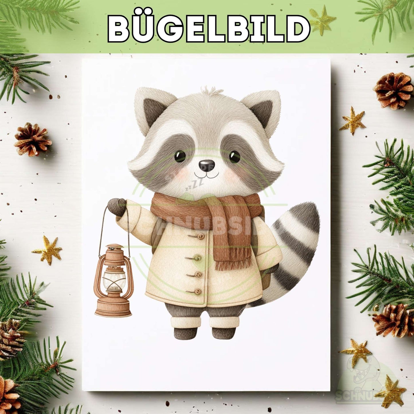 schnubsibu- titelbild-buegelbildw-weihnachtstiere-waschbaer -